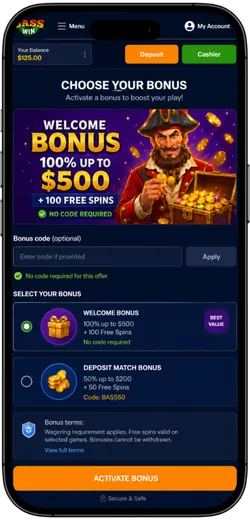 BassWin Bonus Code Selection